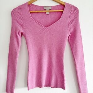 H&M Pink V-Neck Sweater